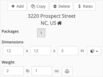 Memorized shipping settings